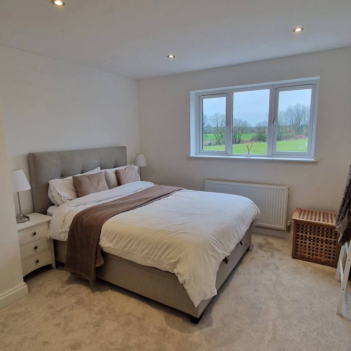 Bedroom recessed downlights, Boston Spa bungalow to two-storey conversion.