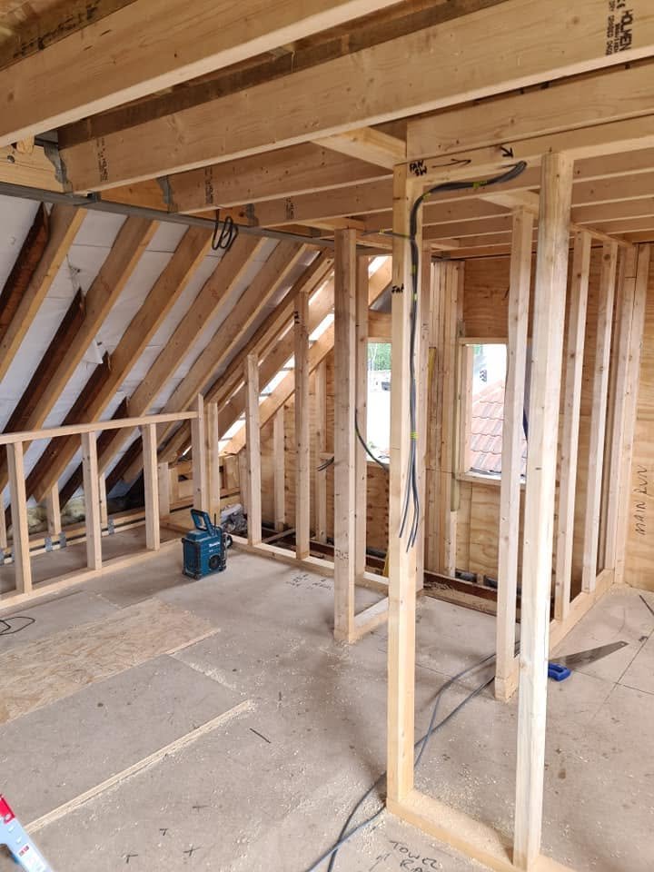 Electrical first-fix cabling installed during a residential construction project, Leeds