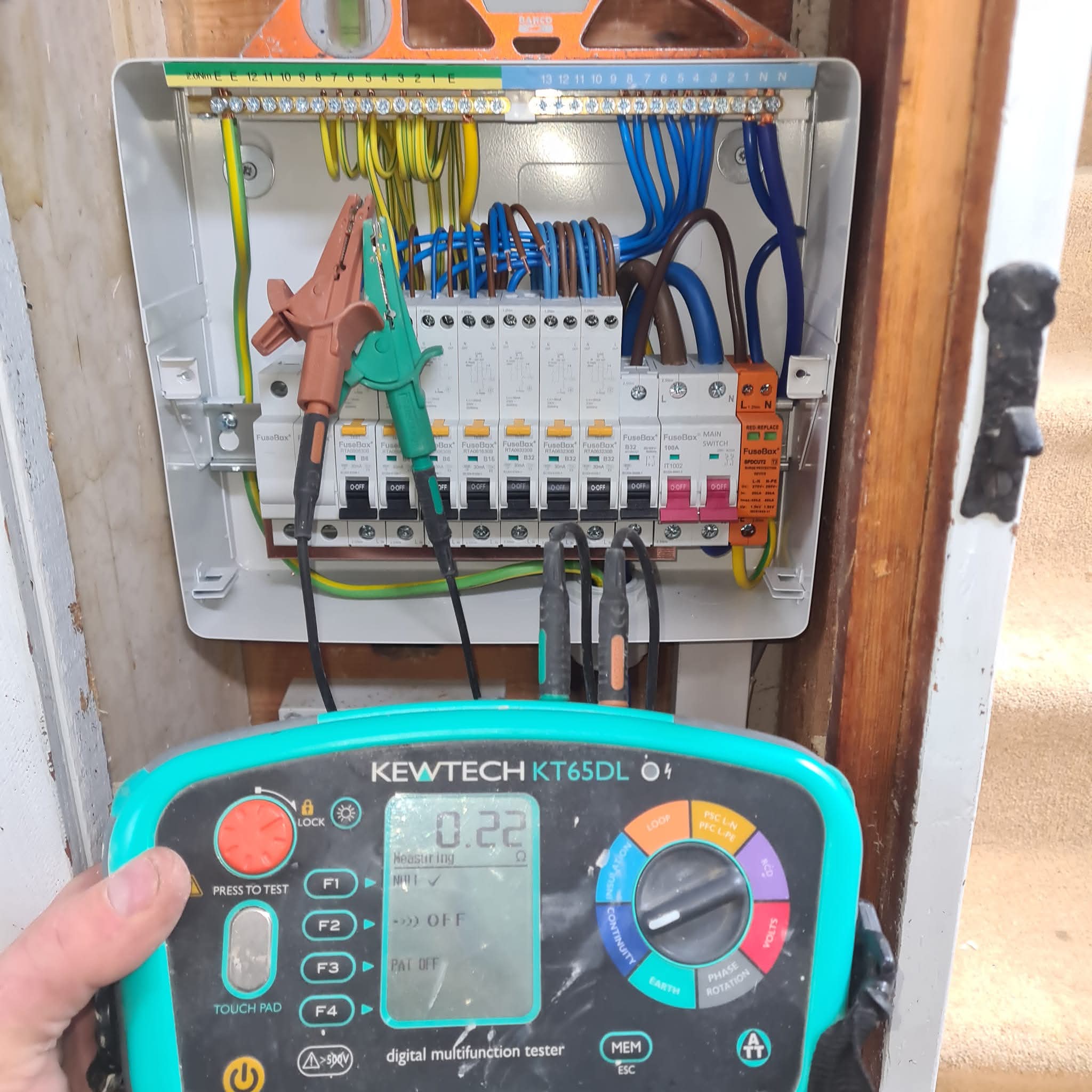 Electrical Testing and inspection carried out on a domestic fuseboard by a qualified electricians in Leeds