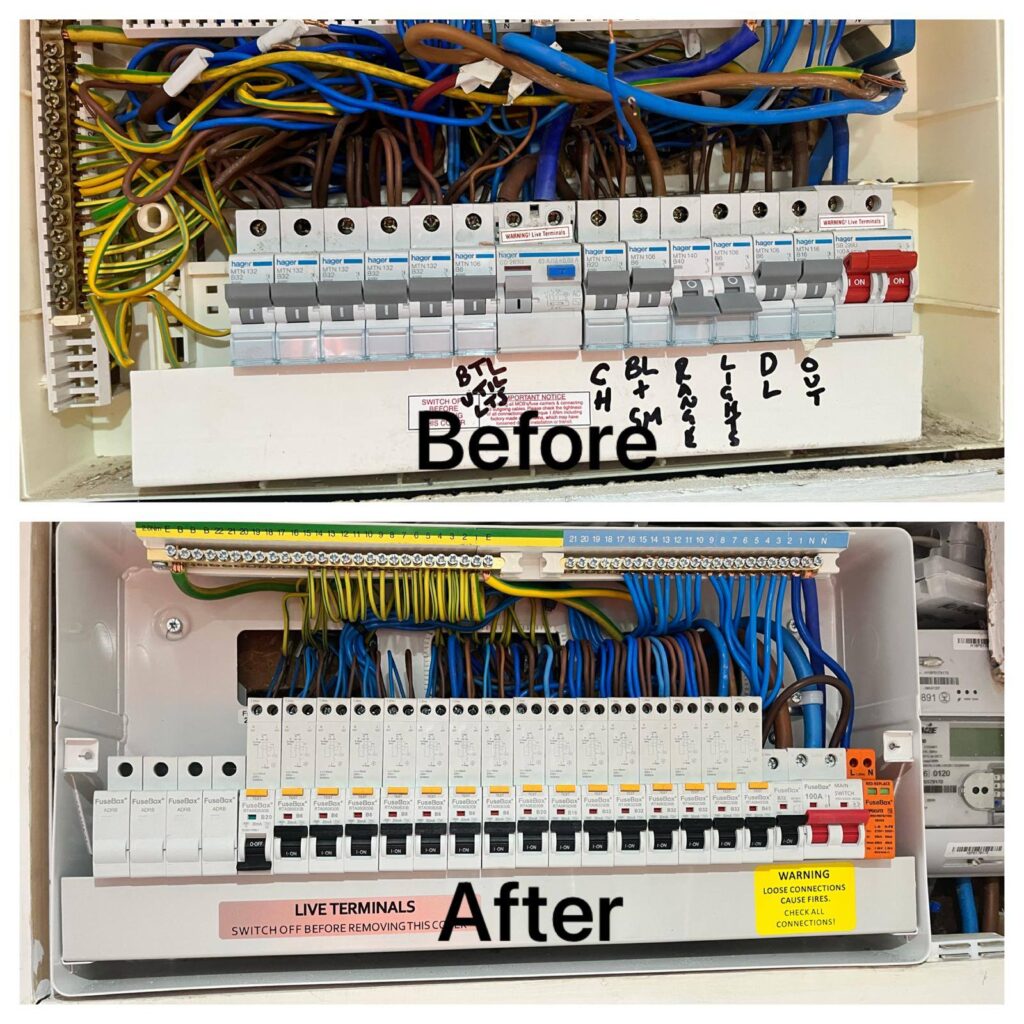 consumer unit upgrade leeds before and after
